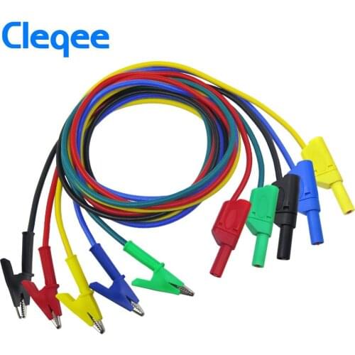 Cleqee P1018A 1M 4mm Banana Plug to Crocodile Alligator Clip Test Probe Lead Wire Cable