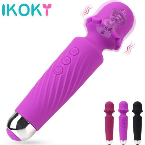 IKOKY Dildo Vibrator Body Massager Powerful Magic Wand Vibrator Sex Toys for Woman AV Stick G Spot Massager Clitoris Stimulator