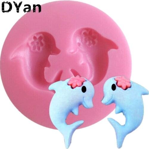 Dolphin Silicone Mold 3D Fondant Soap Chocolate Candy Molds Sugarcraft Cake Decoration Tools Kitchen Baking Moulds A096