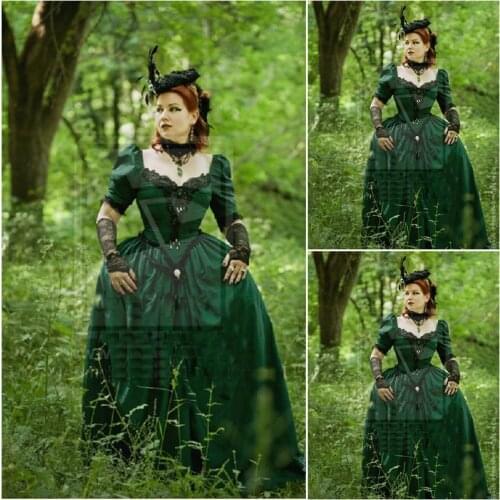 HistoricalCustomer-made Green Halloween Dresses Gothic Cosplay Victorian dress Renaissance Dress Steampunk dress SZ US6-36 V-290