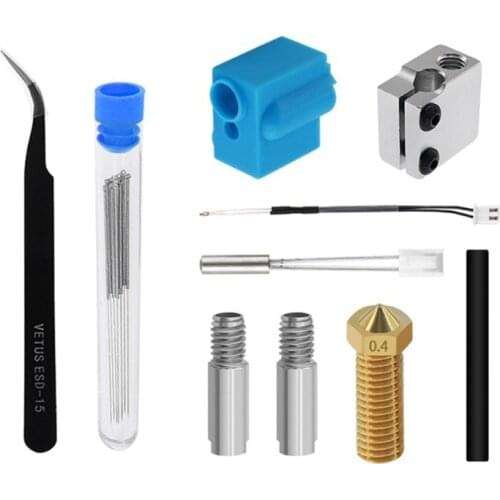 K5DB For Artillery 3D Printer Sidewinder X1 Genius Nozzle Hotend Silicone Sleeve Thermistor Heating Rod Heated Block Kit