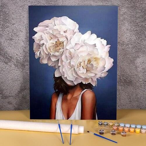 Girl Flower Paint By Numbers Set Oil Paints 40*50 Canvas Painting Paintings For Kids Art