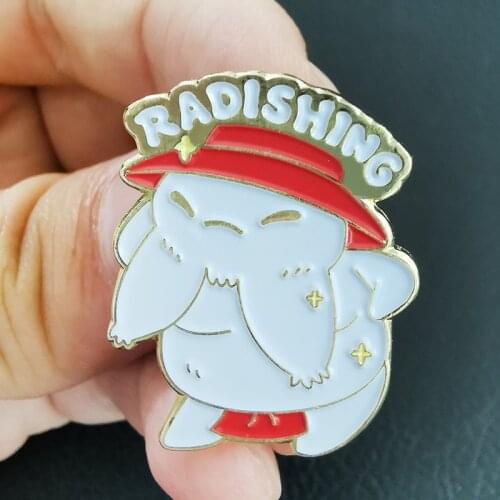 Kawaii Cartoon Radish Spirit Brooch Pins Enamel Metal Badges Lapel Pin Brooches Jackets Jeans Fashion Jewelry Accessories