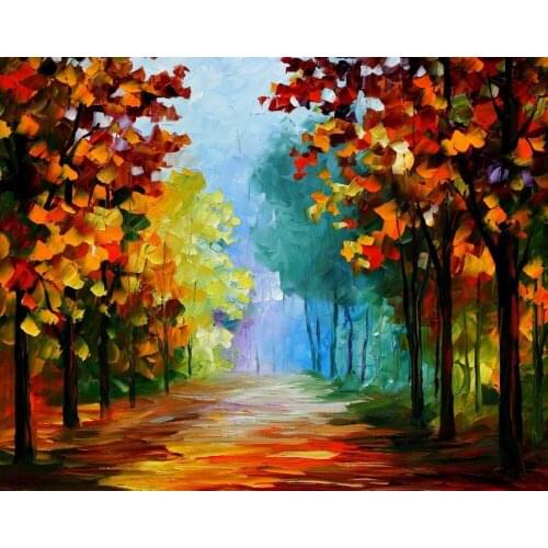 Beautiful Painting Home Decor blue fog in the forest Colorful oil paintings Canvas Modern Fine Art High quality Hand painted