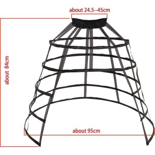 Lolita 5 Hoop Crinoline Split Birdcage Petticoat Skirt Bustle Pannier 2 Colors