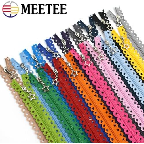 Meetee 10pcs 3# Close-end Nylon Zipper Star Lace Tape 25cm Multi-color Zip Garment Diy Sewing Accessories Bag Purse Zippers A1-3