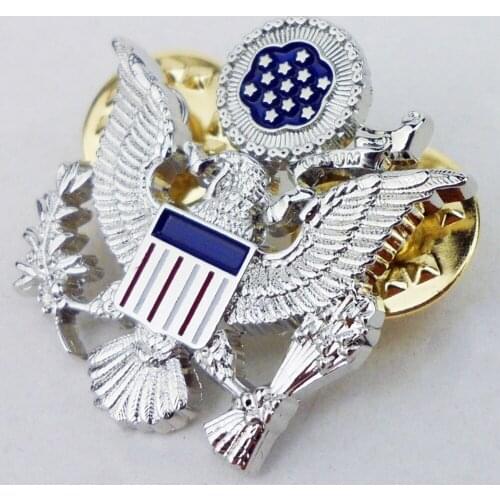 WWII US AIR FORCE GENERAL OFFICER SHOULDER EAGLE MINI BADGE INSIGNIA PIN COCKADE SILVER