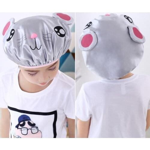 Cartoon Shower Cap Childrens Bath Cap Double Layer Creative Models Waterproof Satin Cute Washing Cap Head Cover Eva Shower Cap
