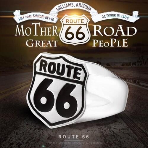 Beier new store 316L Stainless Steel ring high quality USA Biker Road ROUTE 66 Ring For Men Motor Biker Mens Jewelry LLBR8-126R