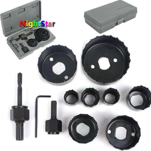 11Pcs DIY Hole Saw Bit Cutting Set Kit 19-64mm Wood Sheet Metal Alloys Circular Round Case Drill Bits Wood Metal Sheet Alloys