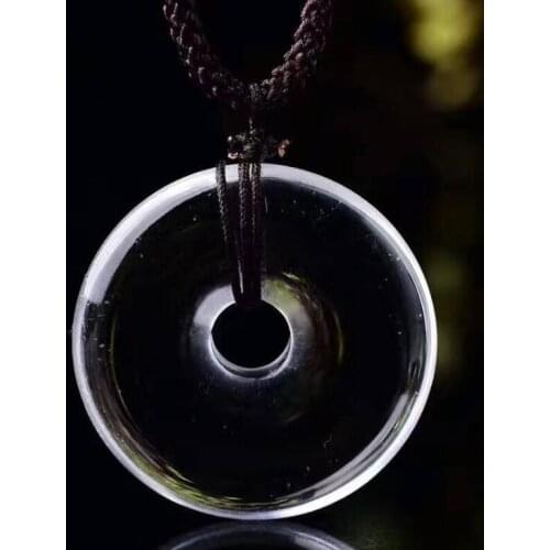 Natural Pure quartz White crystal carving Round safe Guardian Necklace Fashion Jewelry pendant Supernatural Amulet Knot Lucky