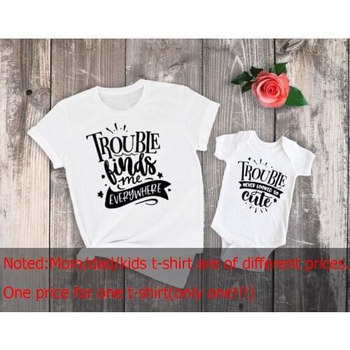 Trouble Finds Me EverywhereTrouble Never Looked So Cute Parent Child Matching T-Shirt mom and baby shirt family matching outfits