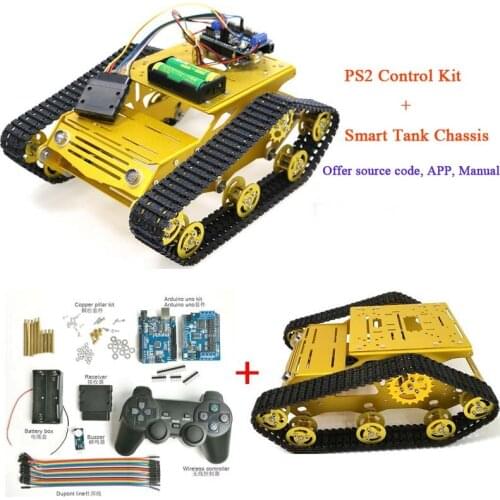 PS2 Joystick Control Smart Robot Tank Chassis with Dual DC 12V Motor+Arduino Board+Motor Driver Board for DIY Project Y100