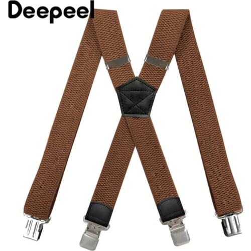 1pc 3.5cm*120cm Mens X Back 4 Clip Adjustable Elastic Braces Corn Grain Stretch Wide Suspenders Male Jockstrap Work Suspenders