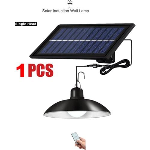 Remote 30 led 2 head Retro Lampshade Solar Pendant Chandelier solar Split Wall Light Outdoor Light Extension Cord Waterproof Gar