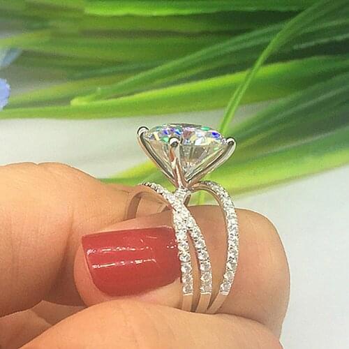 Luxury Cross Design Women AAA Zircon Ring Fashion Female Shining CZ Crystal Wedding Eternity Rings for Women Engagement Jewelry