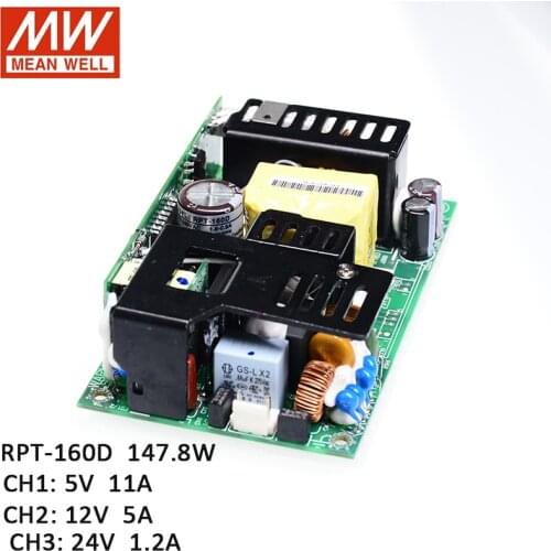 RPT-160D MEAN WELL 147W Triple Ouput Medical Switching Power Supply 110V/220V AC to 5V 12V 24V DC 11A 5A 1.2A Circuit Board PCB