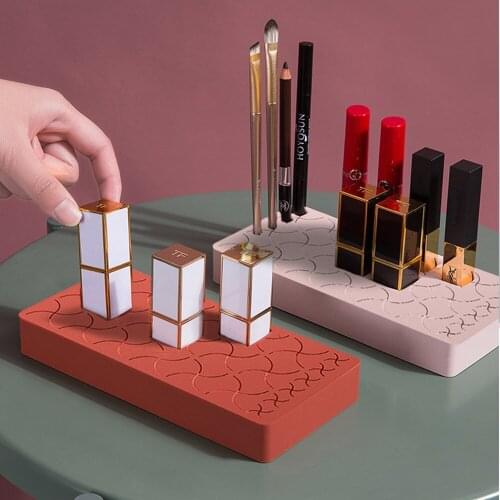 Fashion gift Grid Silicone Makeup Cosmetic Organizer Waterproof Dustproof Desktop Nail Polish Lipstick Skin Care Storage Box