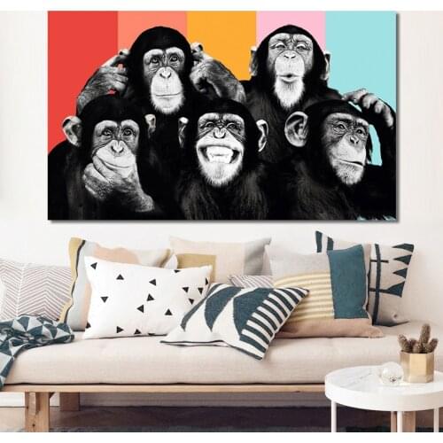 Modern Animals Posters and Prints Wall Art Canvas Pianting Cute Orangutans Decorative Pictures for Living Room Cuadros Decor