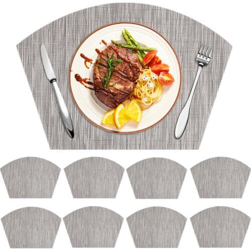 Wedge Placemats for Round Kitchen Table Placemats Woven Vinyl Non Slip Plastic Fan Shaped Table Mats 40%Off