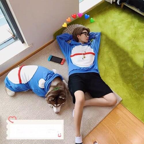 Cartoon Winter Warm Dog Clothes Cute Doberman Pet Puppy Hoodie Parent-Child Outfit French Bulldog Teddy Jacket Coat Dogs TLC14