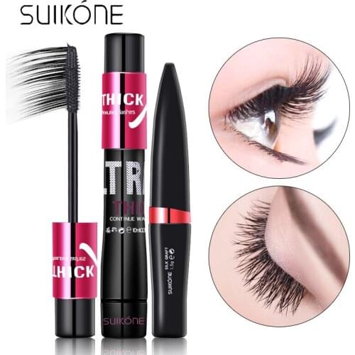 SUIKONE silk grafting mascara double tube set thick eyelashes waterproof lasting not dizzy B120