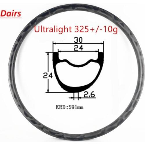 29er carbon mtb rims Ultralight bicycle mtb disc rim 325g 30x24mm asymmetric tubeless bow-knot mtb bike rims RED 591mm