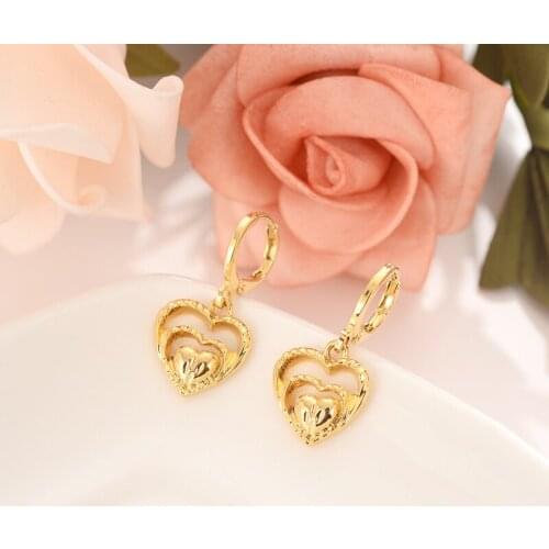 Bangrui Heart Earring For Girls/Ladies Birthday Gift Trendy Gold Color Engagement /Wedding Bands Promise Earring