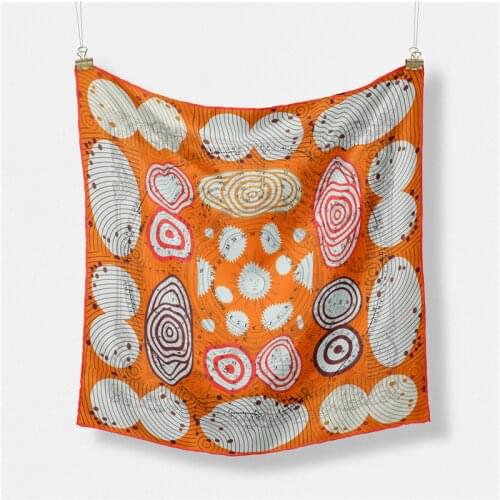 53cm Woman Scarf Shawl 100% Twill Silk Square Scarf Geometric Lines Print Neckerchief Bandana Headband Hijab Scarves & Wrap