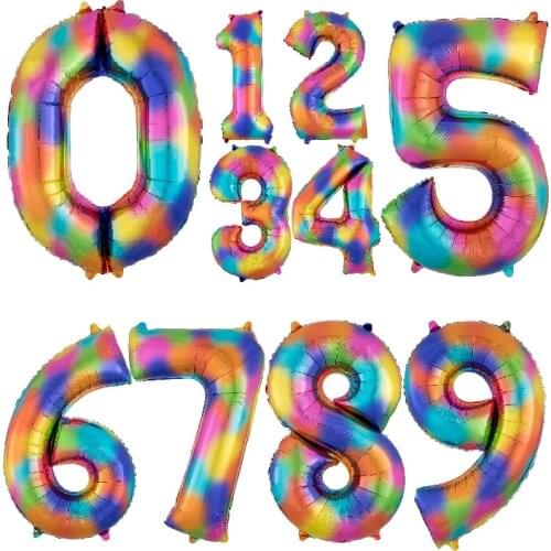 1PCS 40inch Rainbow color number foil balloons 0 1 2 3 digit helium baloon birthday party supplies Anniversary decor