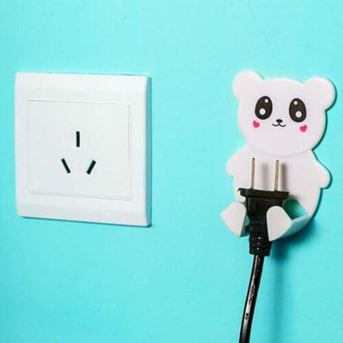 1pc Cute Cartoon Animal Storage Shelf Holder Power Plug Holders Rack Socket Adhesive Hanger Kitchen Accessories