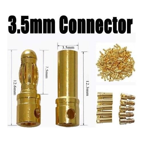 100 pairs = a lot 3.5mm Gold Bullet Banana Connector Plug for RC Battery