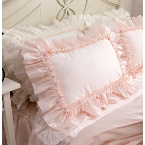 2PCS European luxury big ruffle pillow cover handmade lace pillow cases ruffle bedding pillowcase rectangle