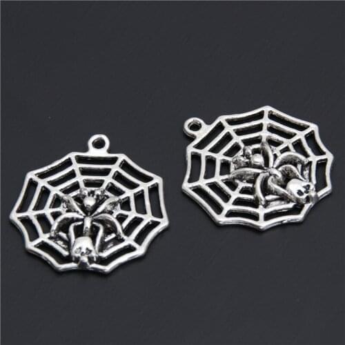 3pcs Silver Color Cobweb Pendant Spider Web Charm Spider Web Pendants For Halloween Jewelry Making 33x31mm A2938