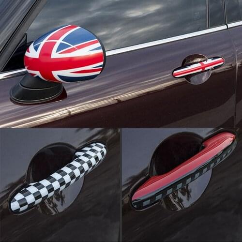 4Pcs Car Door Handle Knob Cover Trim Stickers Decal For Mini Cooper One S JCW F54 F55 Clubman F60 Countryman Styling Accessories