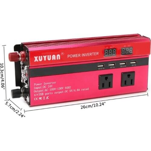 4000W Solar Power Inverter Sine Wave LED 4 USB DC12 To AC110V/220V Convert