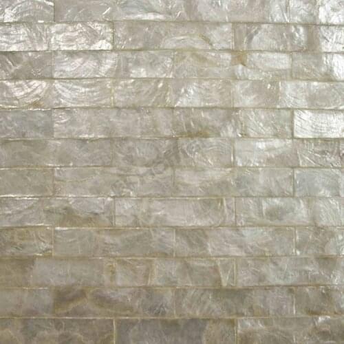 White capiz tiles mesh backing, for wall decor, kitchen backsplash mother of pearl tile brick pattern bathroom tiles