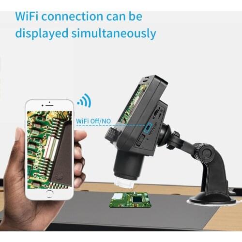 1000X 2.0MP Wireless WiFi Microscope 4.3 HD Screen 8 LED Light 1080p Camera Magnifier with Suction Cup Base
