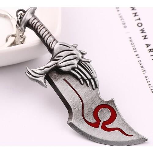 God of War 4 Kratos sword Keychain Pure manual assembly Pendant keyring jewelry men and women car key Accessories