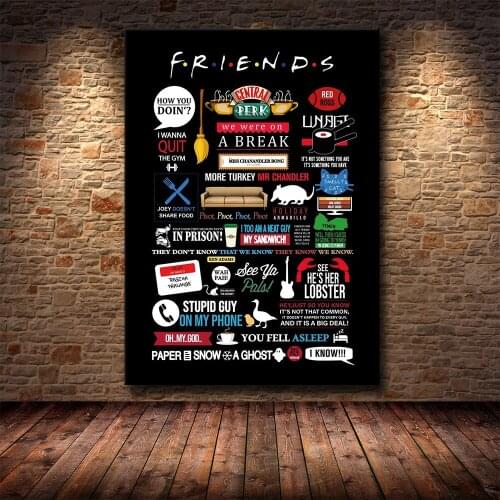 Friends TV Show Poster Quotes Canvas Art Painting Print Central Perk Poster Wall Art Pictures Dormitory Bedroom Decor No Frame