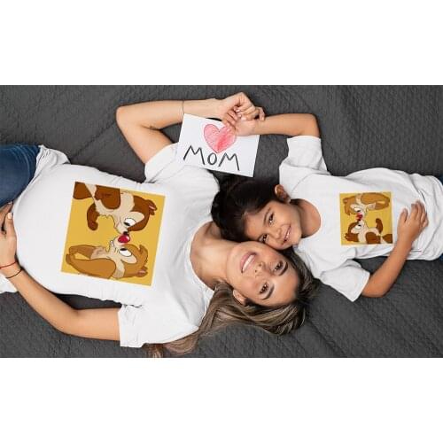Family Mother Father Child Clothes Chip and Dale Tshirt Unisex O-Neck T-shirt Cartoon Print Couple Matching Clothing T shirt