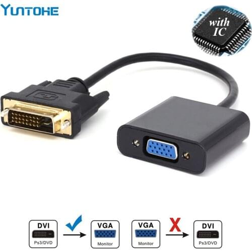 DVI to VGA Adapter Cable 1080P DVI-D to VGA Cable 24+1 25Pin DVI Male to 15 Pin VGA Female Video Converter for PC Display 200pcs
