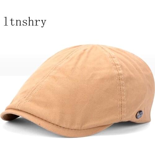 Mens Cap 100% Cotton Visors Simple Retro Berets For Men Autumn Winter New Style Vintage Sun Visor Caps For Women Female Hat