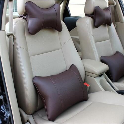 2pc artificial leather burrowing car headrest supplies neck massager car safety pillow for Mini One Cooper R50 R52 R53 R55 R56