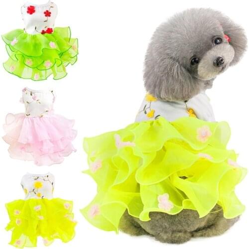 Summer Pet Dog Clothes Wedding Party Skirt Pettiskirt Princess Dress For Chihuahua Puppy Cats Bowknot Lace Dress Pet Supplies