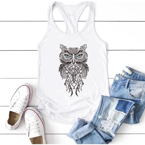 Women Sleeveless Summer Vest Graphic Female Crew Neck Tank Tops for Girls Harajuku Ropa Mujer Owl Printed Tank Top