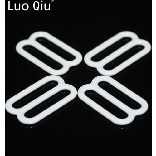 Luo Qiu nylon coated metal bra adjustable buckles 15mm white 8 Bra underwear Metal&plastic buckle Brassiere clasp (200 pcs/lot)