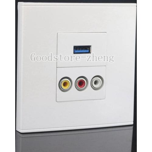 Wall Face Plate RCA AV + 3.0 USB Charger Port Socket Assorted Panel Faceplate