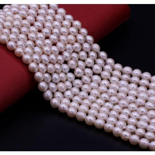 Natural Freshwater Pearl Round Loose Beads For Jewelry Making 7-8 MM DIY Necklace Bracelet Handiwork Sewing Craft Accessory