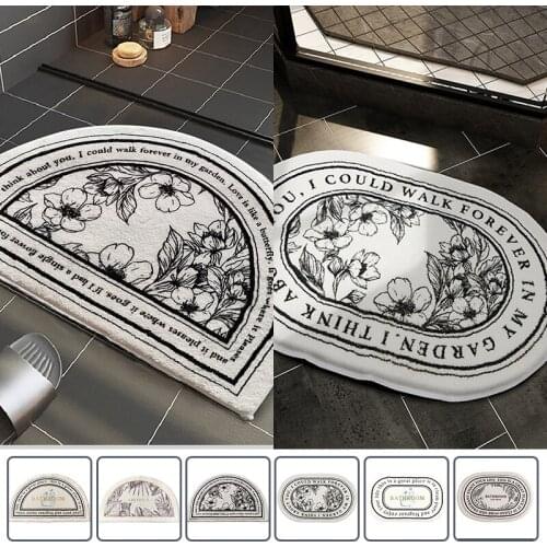 Retro Non-slip Bathroom Carpet Absorbent Floor Mat Soft Plush Doormat for Bedroom Kitchen Entrance Foot Pad